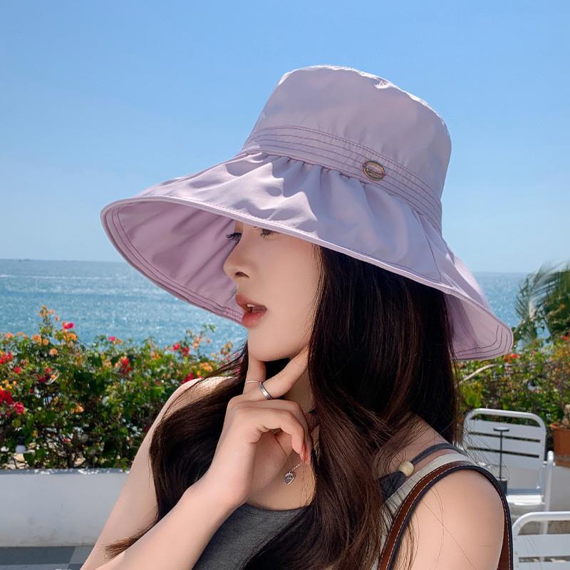 Summer Fashion Sun Hat For Women With Large Brim Breathable Polyester Sunshade Casual Outdoor Travel