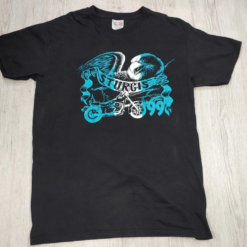 Sturgis 90's Black Hills Rally 1999 Black Graphic T-Shirt Size M Stedman Hanes