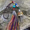 Colourful Tibetan Prayer Tassel Pendant Tassel Spinning Wheel Keyring  Hanging Ornaments