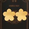 French Court Style Five-petaled Flower Stud Earrings Titanium Steel Plated 18k Real Gold Niche Smooth Surface Design Geometric Flower Ear Jewelry