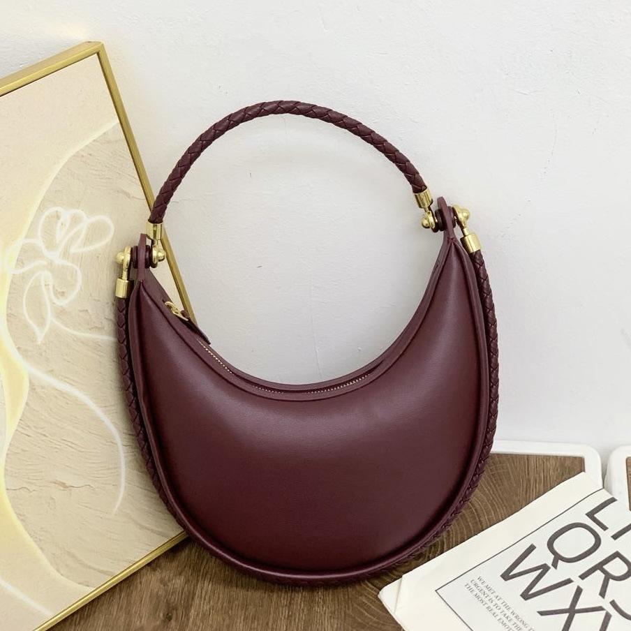 2026 New Knitted Half Moon Bag Fashion Handheld One Shoulder Cross Shoulder Dumpling Bag for Women