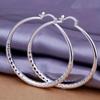 Silver Plated Earrings S925 Silver Earrings Retro Large Circle Ocean Wave Texture Earrings Electroplated Silver Classic Fashion Jewelry