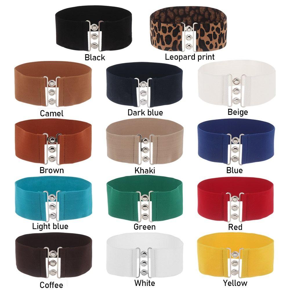 Женское повседневное широкое эластичное платье с поясом на талии, пояс с металлической пряжкой