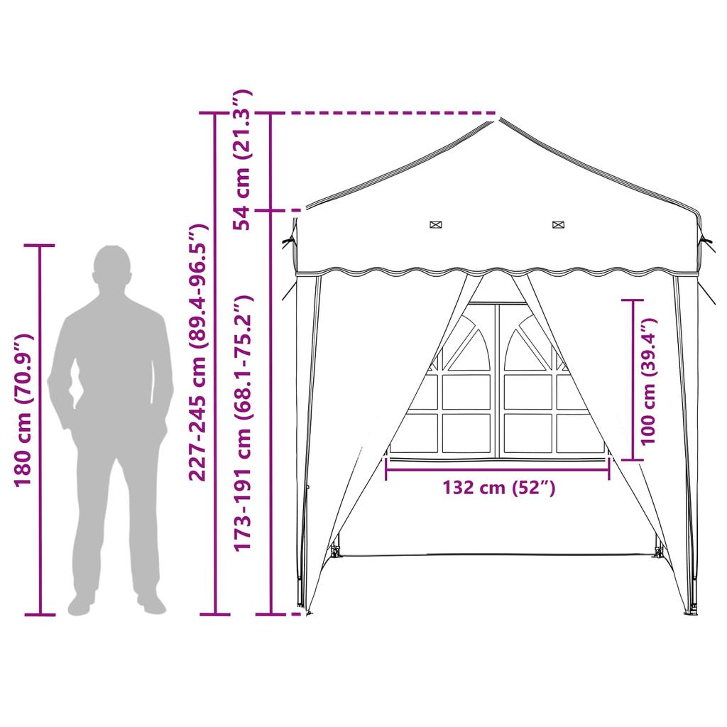 Pop up Party Tent 195 x 195 x 245 cm Blue Oxford Fabric