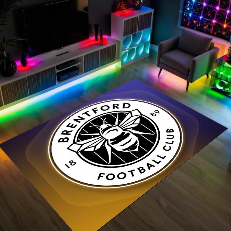 Brentford Football Design Crystal Velvet Carpet Cozy Non?Slip Printed Rug For Bedroom Living Room Entrance