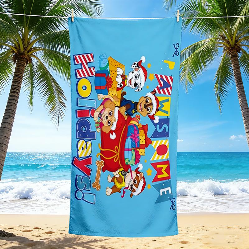 1Pc Holiday Pups Adventure Beach Towel Quick Dry Multiuse For Beach Pool Gym Yoga Home Travel Christmas Halloween Xmas Gift S1357