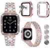 Металлический ремешок с корпусом для Apple Watch 45 мм 41 мм 44 мм 42 мм 40 мм 38 мм Алмазный браслет Ремешок для iWatch 9 8 7 6 5 4 3 SE Чехол