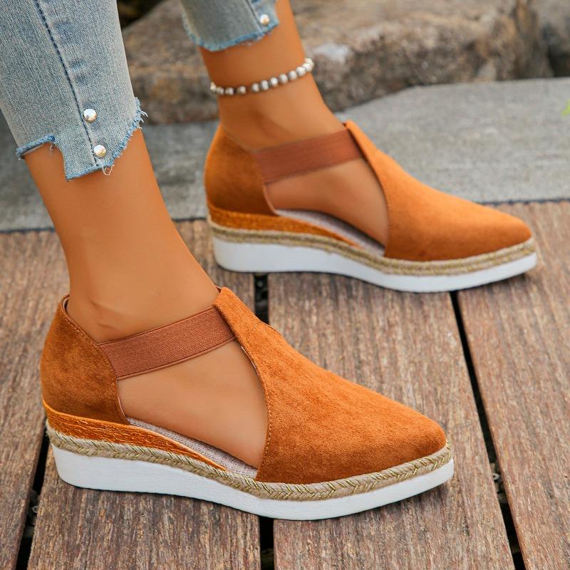 2024 Горячая Распродажа Женская Обувь Закрытый Носок Женские Сандалии Новые Круглые Носки Повседневные Сандалии Женские Высококачественные Твердые Танкетка Одиночные Туфли