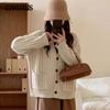 Autumn and Winter Women's Sweater Simple Casual Temperament V-neck Knitted Cardigan Female Loose Lazy Wind Sweater