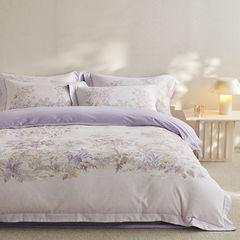 Four-piece set of pure cotton ceramic abraded wide-edge cotton active printing autumn and winter thick abraded bedding four-piece set