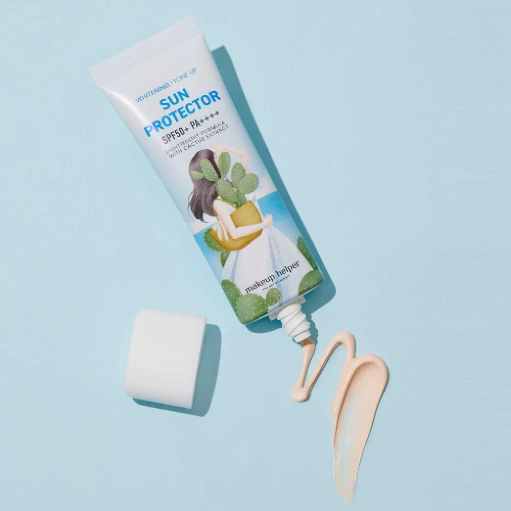 MakeUp Helper Отбеливающий тонирующий солнцезащитный крем Spf50+ Pa++++