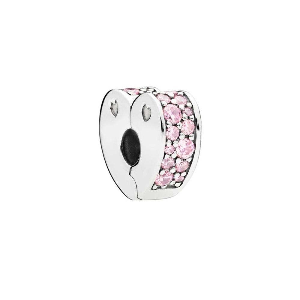 S925 Стерлингового Серебра Сердце Паве Пробка Клип Строка Бусина С Тканевой Сумкой Подходит Для Изготовления Браслета для Женщин Подарки На День Рождения
