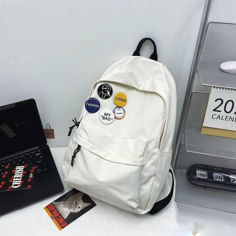 Solid Color Shoulder Baglarge Capacity Travel Backpack Leisure Student Junior