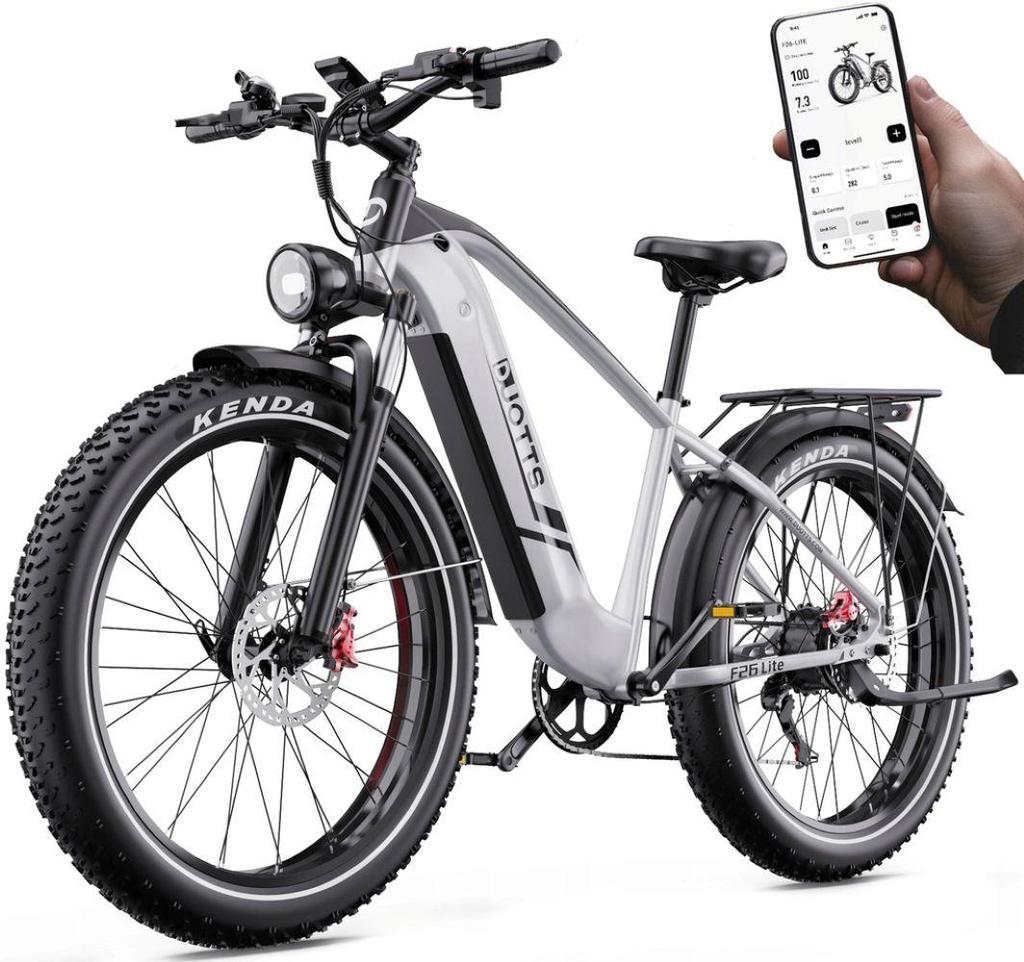 Электровелосипед Duotts F26 Lite, мотор 500 Вт, аккумулятор 48 В 18 Ач, максимальная скорость 50 км/ч, запас хода 90 км, шины 26x4,0 дюйма