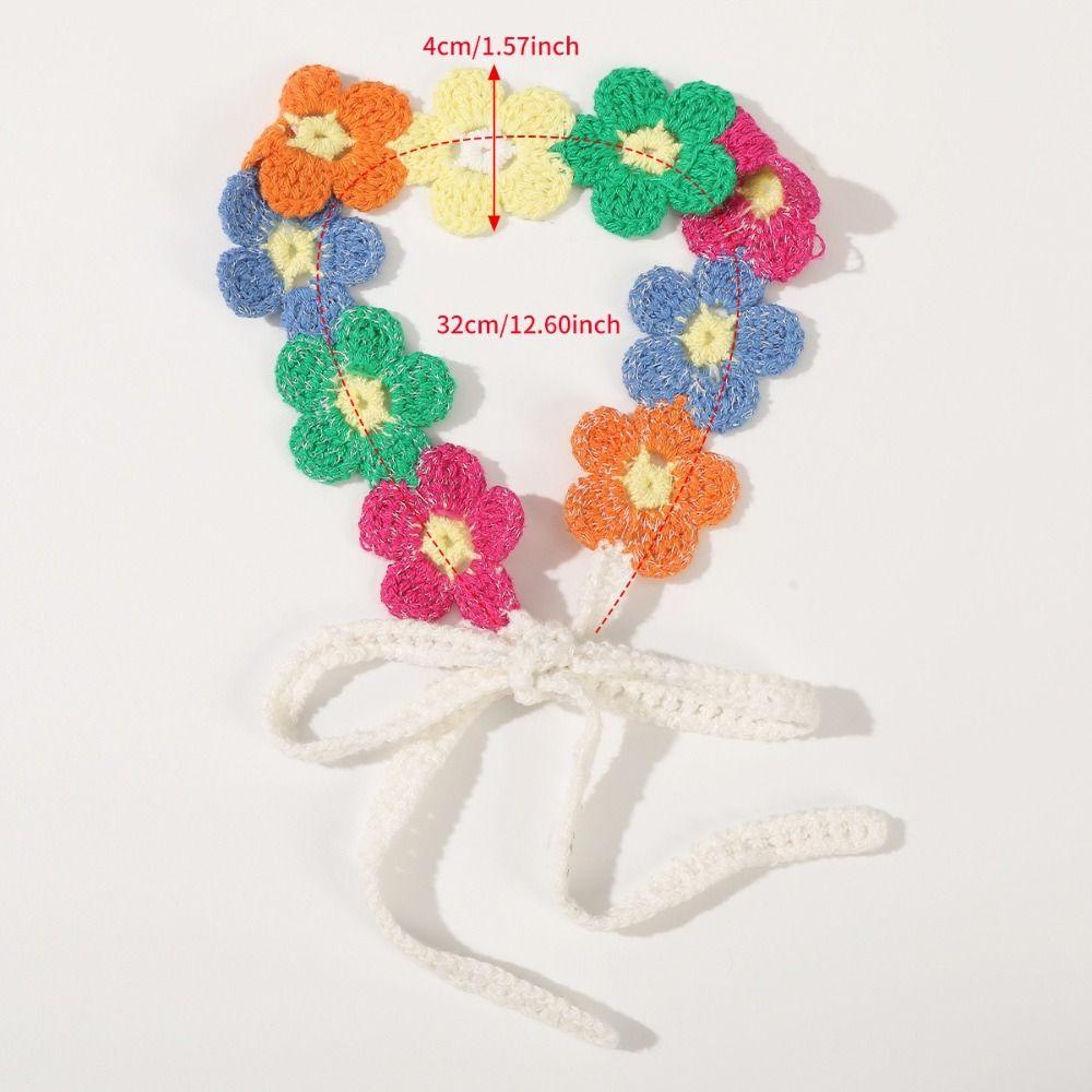 Floral Pattern Crochet Floral Hair Bands Knit Design Hair Scarf French Knitted Bandana Women