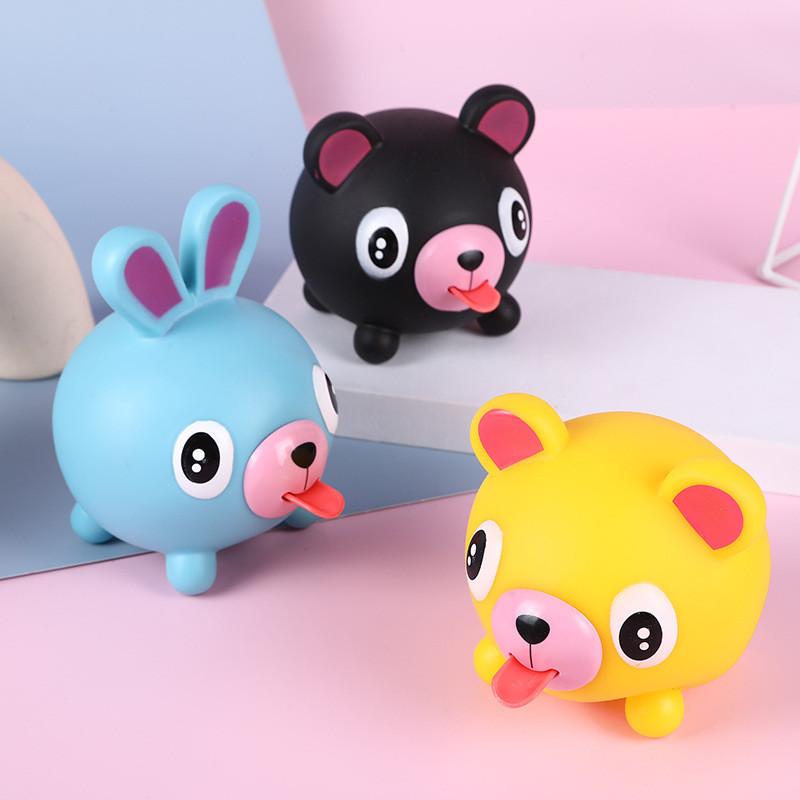 Pig Bear Rabbit Stress Relief Toy With Push Out Tongue Design For Kids And Adults