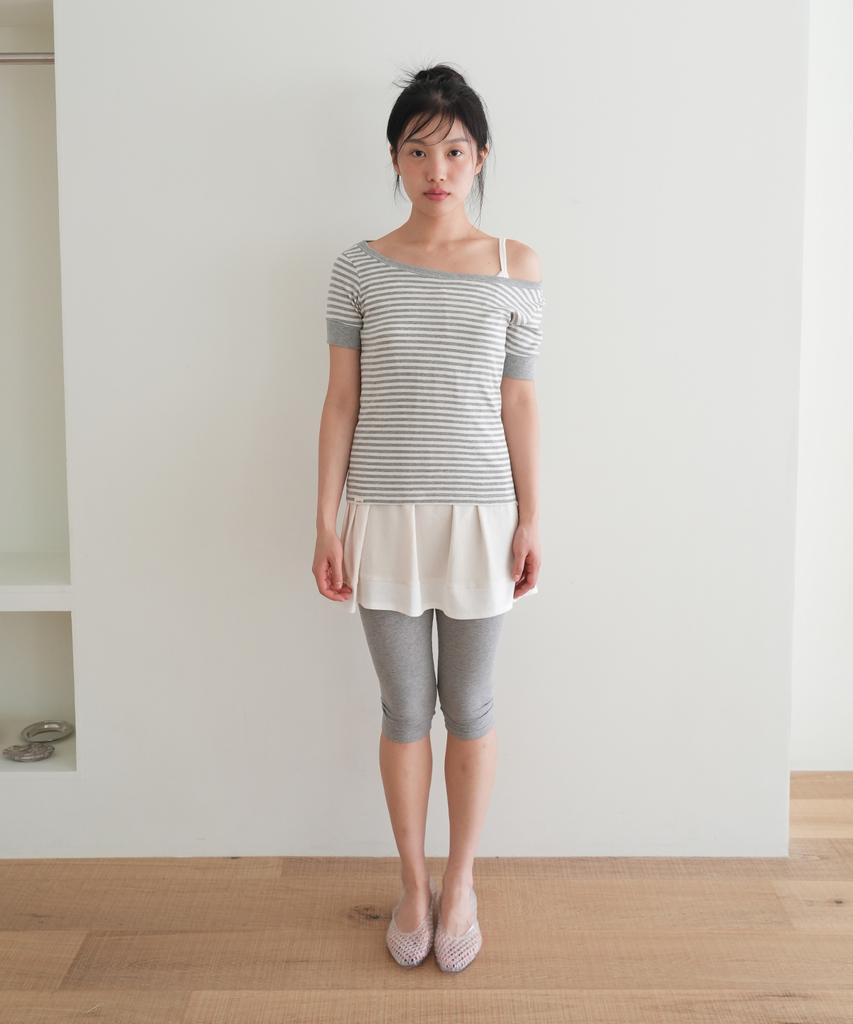 NAATS Stripe Boat Neck T-Shirt, Melange Gray