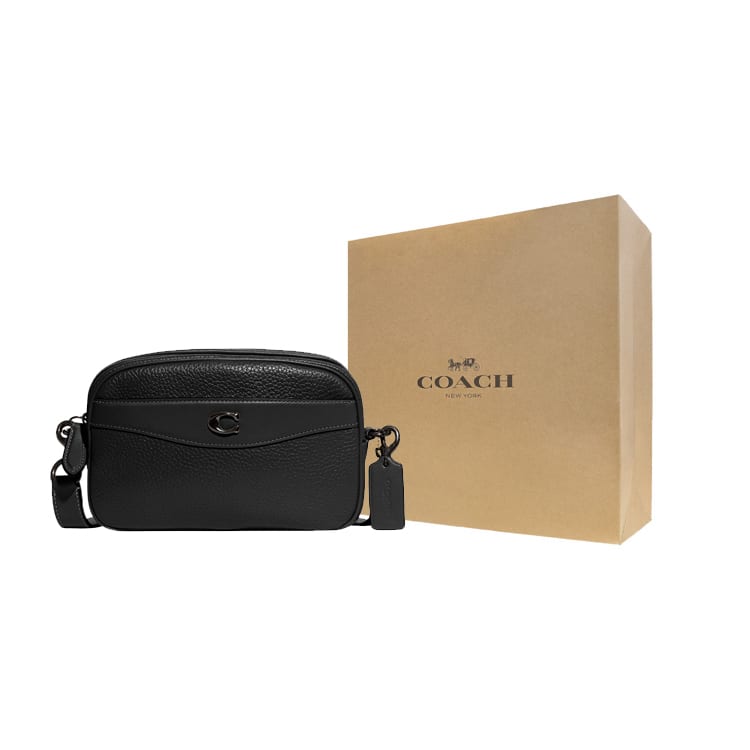 COACH Camera Leather With Suede Camera Bag, Shoulder Bag, Crossbody Bag Medium Women's Black CC386-V5BLK