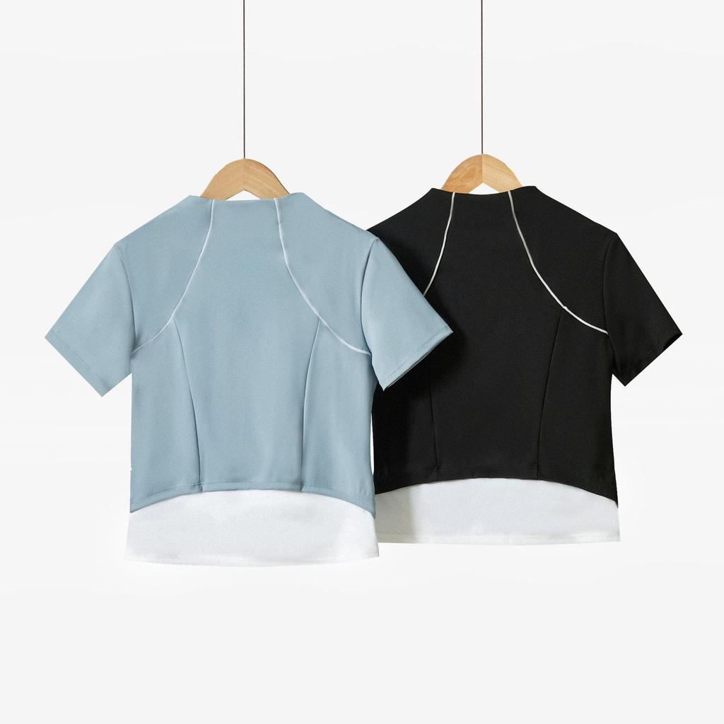 Женский спортивный топ с коротким рукавом, быстросохнущий: Куртка на молнии приталенного кроя для велоспорта, йоги, бега для летнего фитнеса