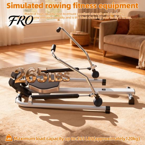 Water Rowing Machine Home Machine, Hydraulic Rower with LCD Monitor, Adjustable Resistance up to 110LBS Exercise & Large Cushioned Seat, 265LBS Quiet