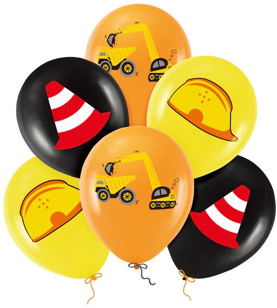 Balloons Construction Excavator Road Works Birthday 6 pcs