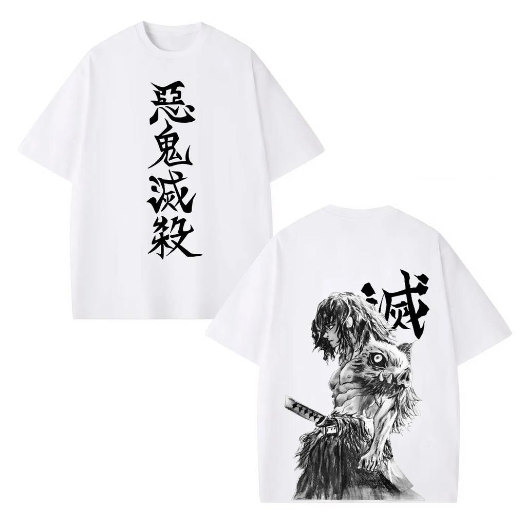 Anime Demon Slayer Inosuke Hashibira Akki Messatsu Graphic TShirt 100Cotton unisex Oversized Shirt Unisex Short Sleeve ONeck Y2k