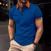 Spring Men's Button Solid Color Short-sleeved Lapel T-shirt Casual Fitting