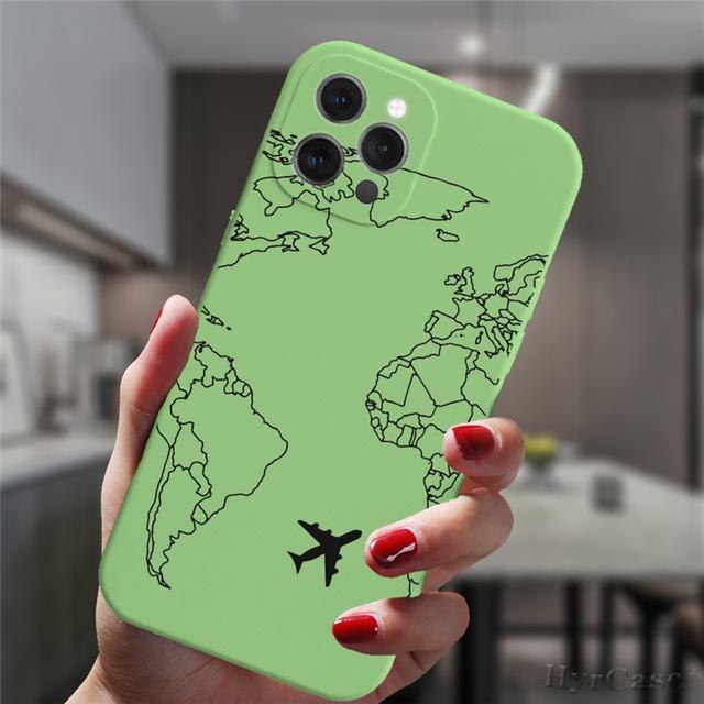 Для Iphone 13 12 11 14 Pro Max 14plus 13mini Чехол Модный Роскошный Популярный Самолеты Карта Мира Путешествия Конфеты Силиконовый Чехол