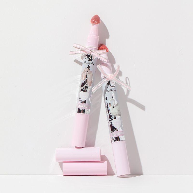 FLORTTE Little Bow Collection Пленкообразующий блеск для губ Нелипкая глазурь для губ Жидкая губная помада для придания объема губам Натуральный блеск