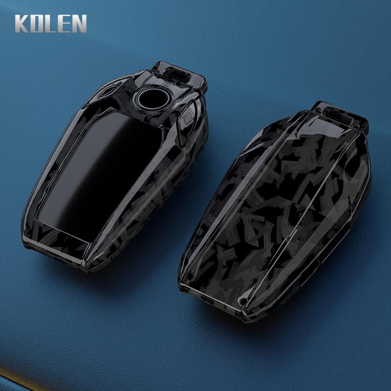 ABS Углеродное Волокно Автомобильный Светодиодный Дисплей Чехол-Ключница Для BMW 5 7 Серии X3 X4 X5 X7 G30 G31 G11 G12 G01 GT G32 i8 Оболочка Аксессуары