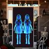 2D Баннер на дверь, Баннер на дверь в стиле зомби-хоррор, готика, Хэллоуин, 2D Плоский подвесной декор со светящимися синими призраками, Жуткий декор для входа