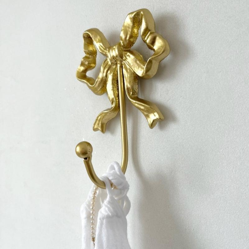 Pack of 2 Functional Bows Shaped Hooks Cast Iron for Wall Organization Space Saving Kitchen Hallway Closet Hanger