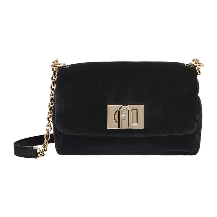 Furla 1927 Velvet Shoulder Bag, Crossbody Bag Mini Women's Black BAFKACO-BX1471-O6000