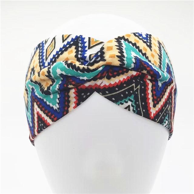 Bohemian Headband Women Boho Elastic Hairbands Sport Turban Head Wrap Cotton Bandage Beach Party Holiday Hair Accessories Fashion Summer