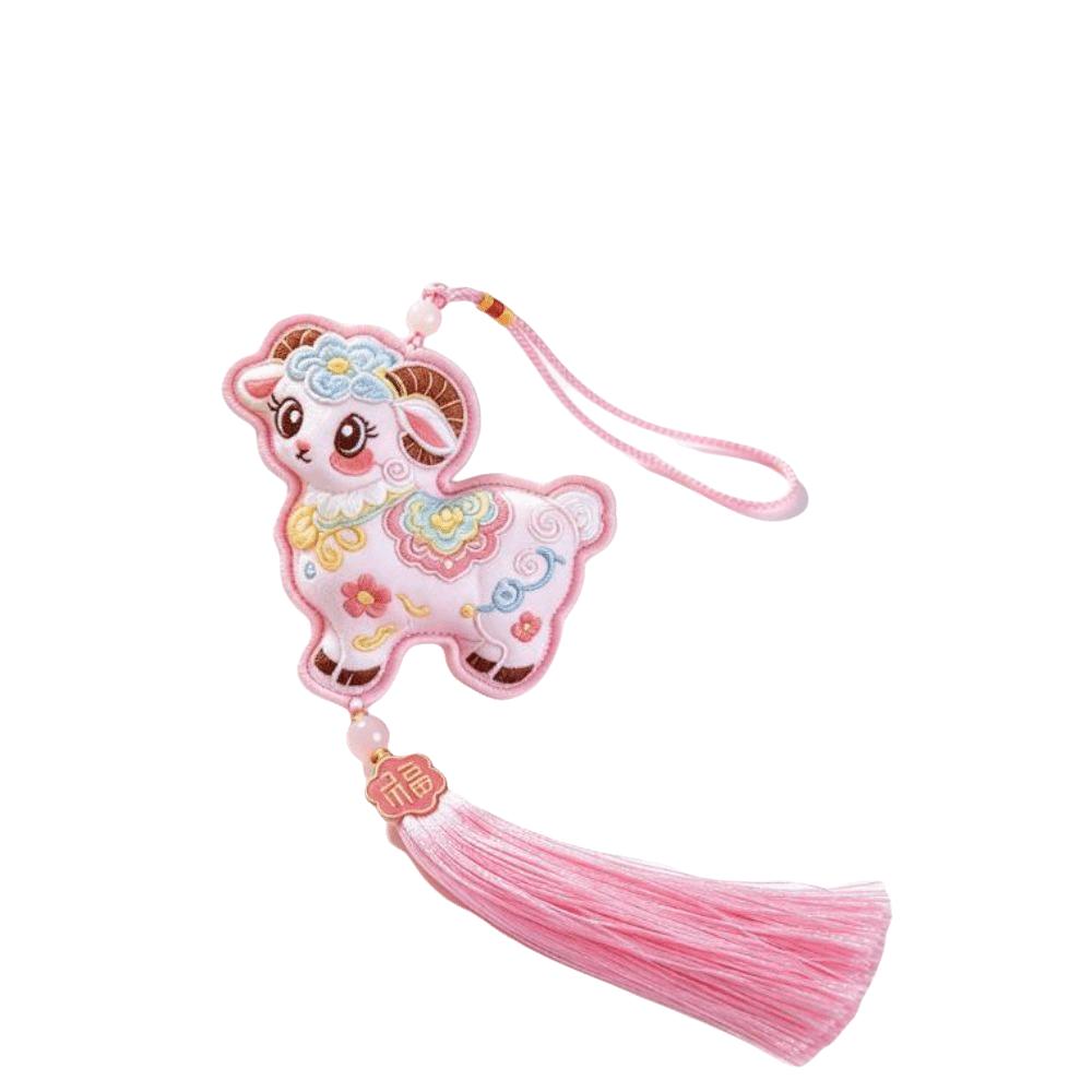 Mascot Lamb Sheep Embroidered Pendant Chinese Style Year of the Sheep Decoration Festive Accessory