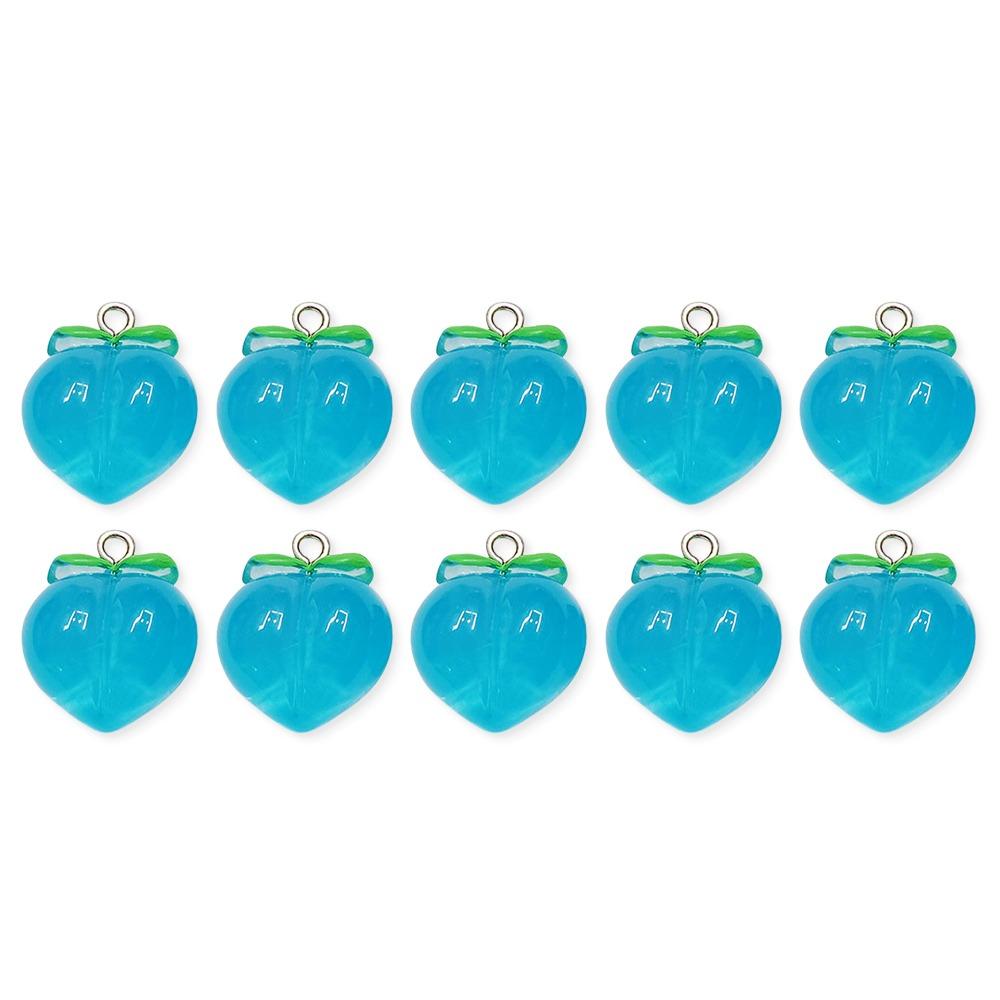 10pcs DIY Peach Flat Resin Charms Pendant 3D Fruit Pendants Jewelry Making Accessories