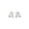 Modian 3 Elegant Shell Flowers Shiny Zircon Leaves Stud Earring for Women Silver 925 Flora Ear Pin Fine Jewelry
