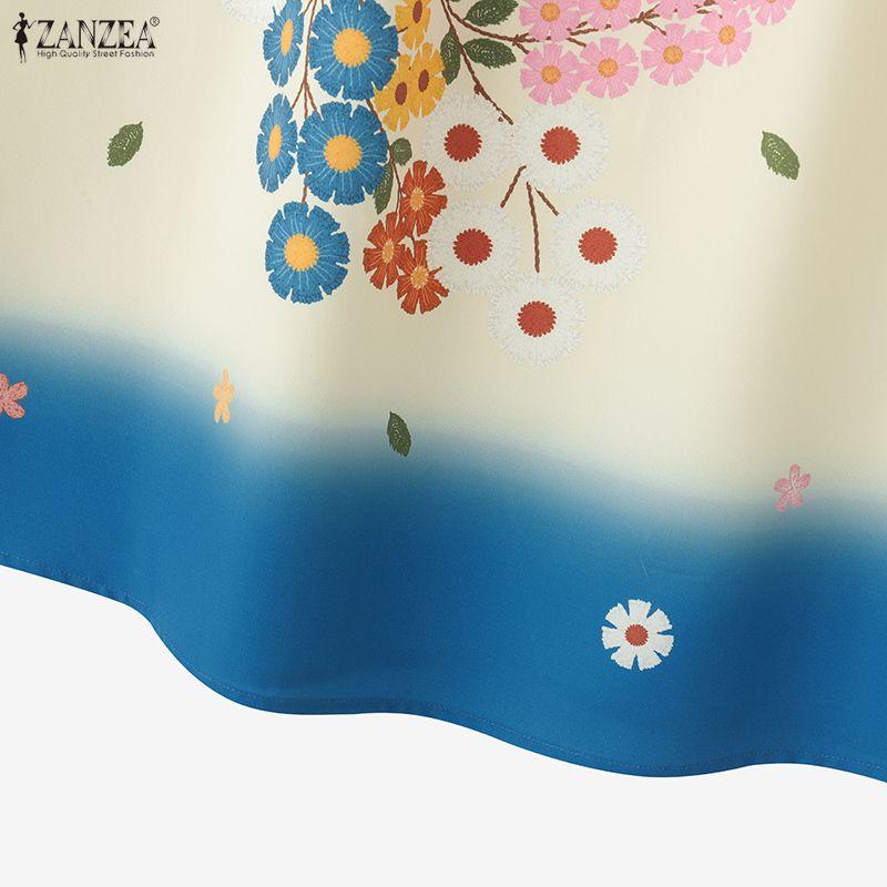 ZANZEA Women Casual Elastic Waist Loose Print Long Skirts