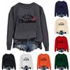 Women's Casual Loose Solid Color Christmas Letter Printed Round Neck Long Sleeved Sweatshirt