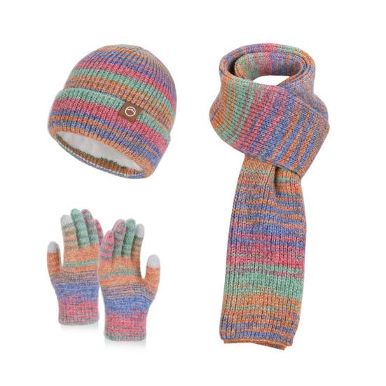 Набор из 3 предметов: женская зимняя шапка, шарф, перчатки, утолщенная бархатная подкладка