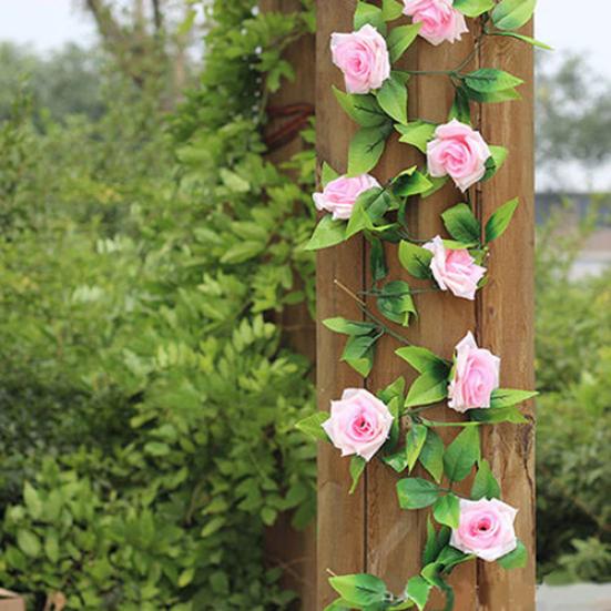 Fake Flower Vine Realistic Looking Decorative Cloth Outdoor Simulation Rose Flower Vine for Home