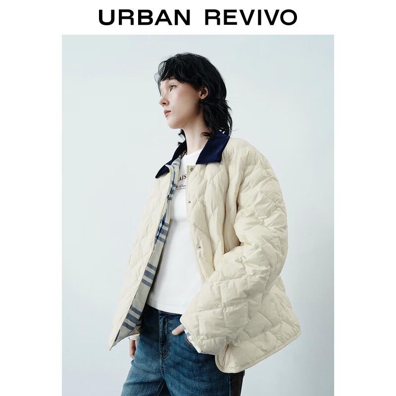 UR Women's Contrast Lapel Quilted Down Jacket