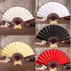 Hand Held Chinese Floral Lace Silk Folding Fan Unisex Wedding Dancing Party Fan