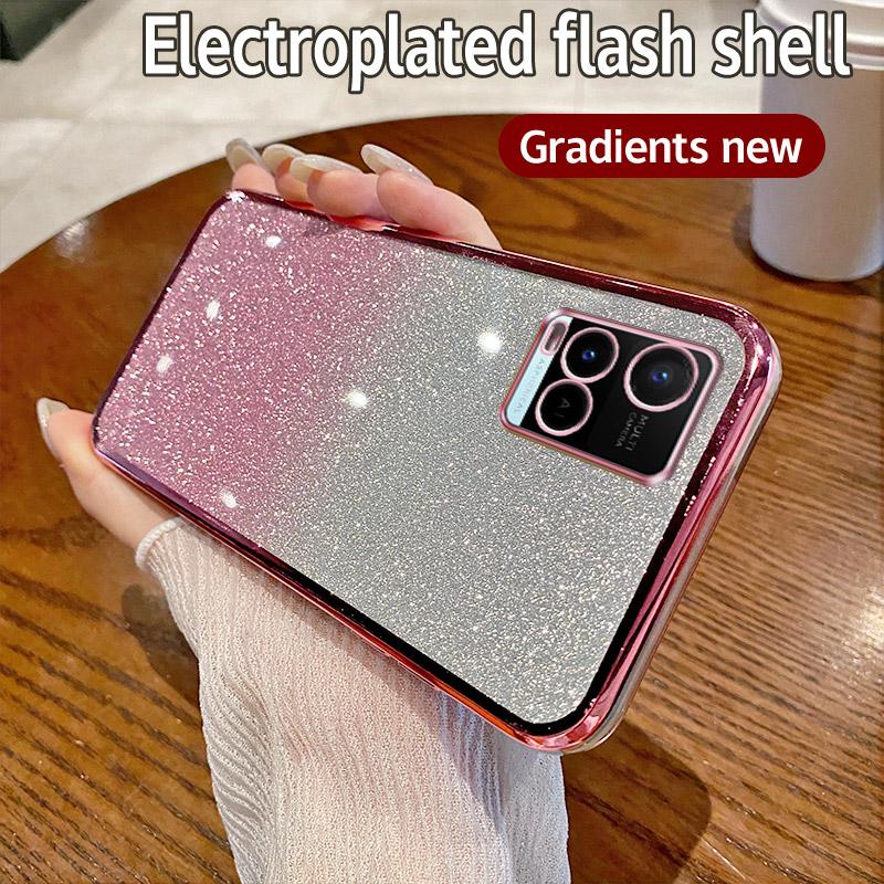 Для Vivo Y33S Чехол Vivo Y33t Y21 Y21S Y21A Y21T Y21E Чехол для телефона Блестящий блестящий силиконовый объектив камеры Мягкая задняя крышка