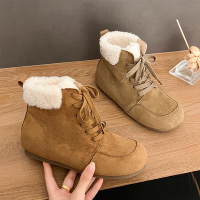 Меховые зимние ботинки на плоской подошве Женская модная повседневная спортивная обувь Зимние ботильоны Комфортные хлопковые ботинки с коротким плюшем Обувь Mujer