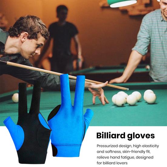 1Pc 3-Finger Billiards Glove Anti-slip Sweat-absorbing Breathable Men Women Left Hand Snooker Cue Sport Glove Billiards Accessories