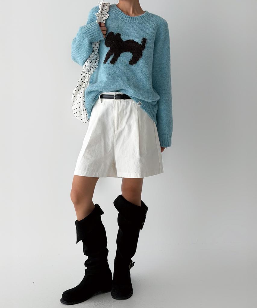 THE GREEN LAB Cat Jacquard Sweater [Blue]