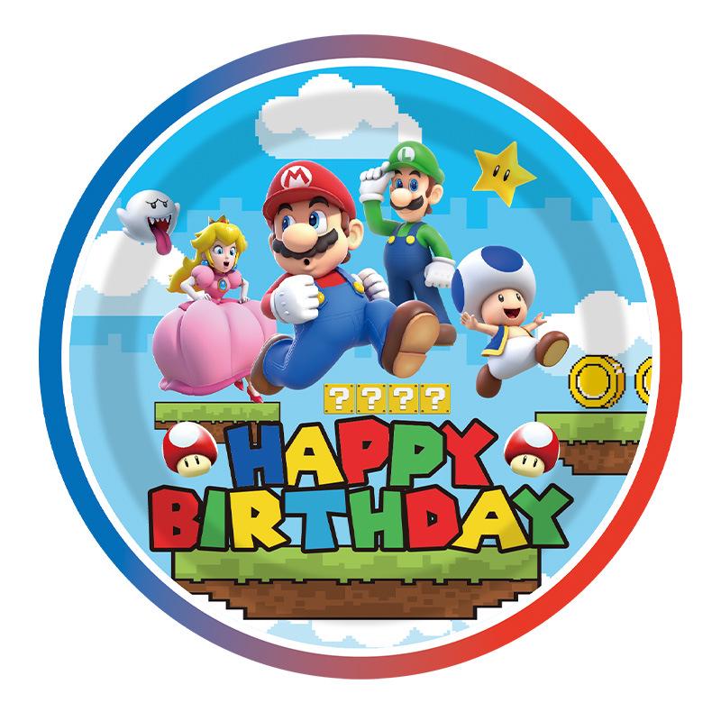 Одноразовые бумажные стаканы и тарелки с темой Марио для вечеринок по случаю дня рождения