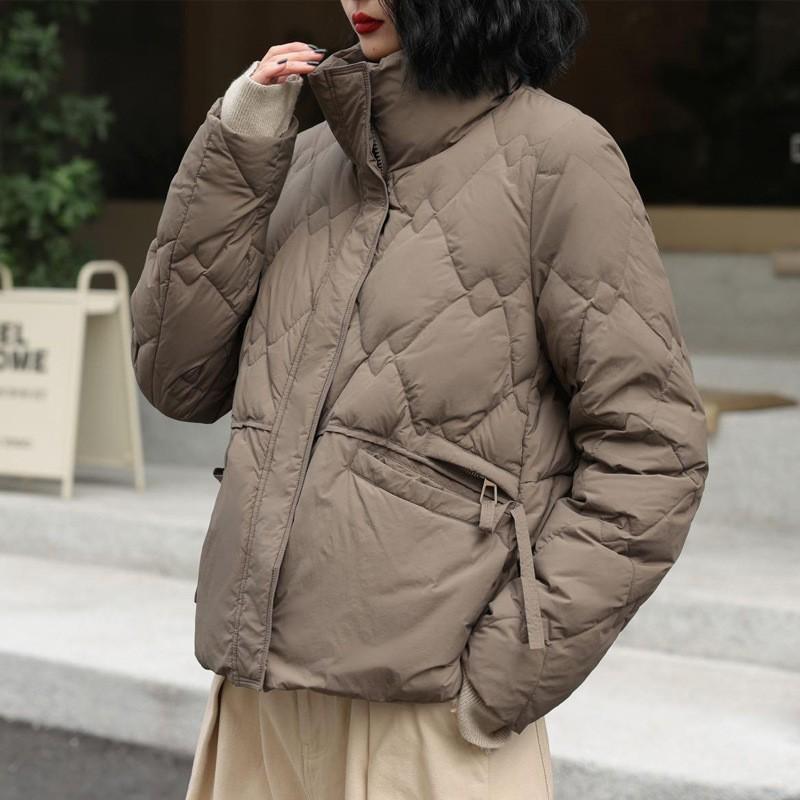 Womens Short Down Jacket Winter Warm Puffer Coat With Stand Collar 50% Duck Fill Lightweight Petite