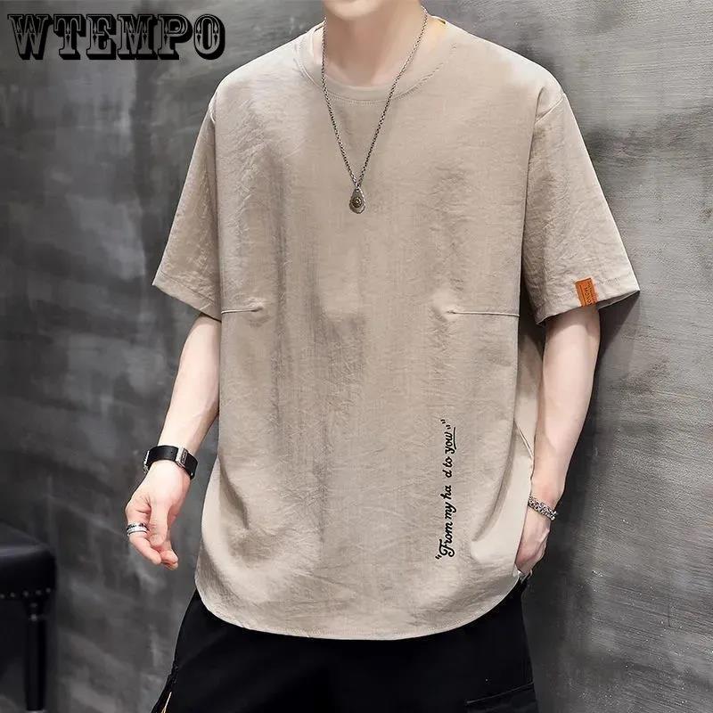 Embroidered Loose Half Sleeve T-shirt Summer Korean Youth Short-sleeved Male T-shirt Trendy All Matching